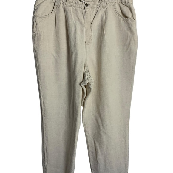 Eddie Bauer 100% Linen Elastic Waist Trousers Khaki Plus Size XXL - Picture 6 of 10